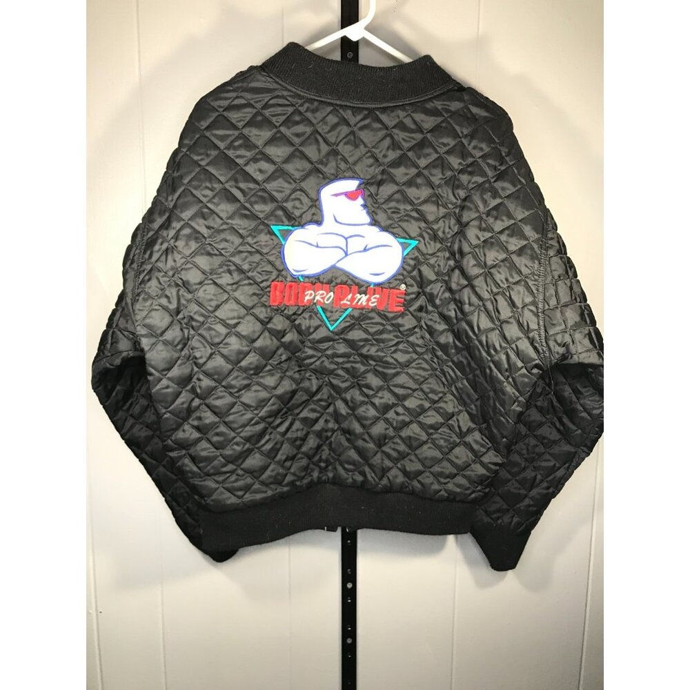 Vintage Body Alive Quilted Jacket Weightlifting Bodybuilder Weight Lift Revers L